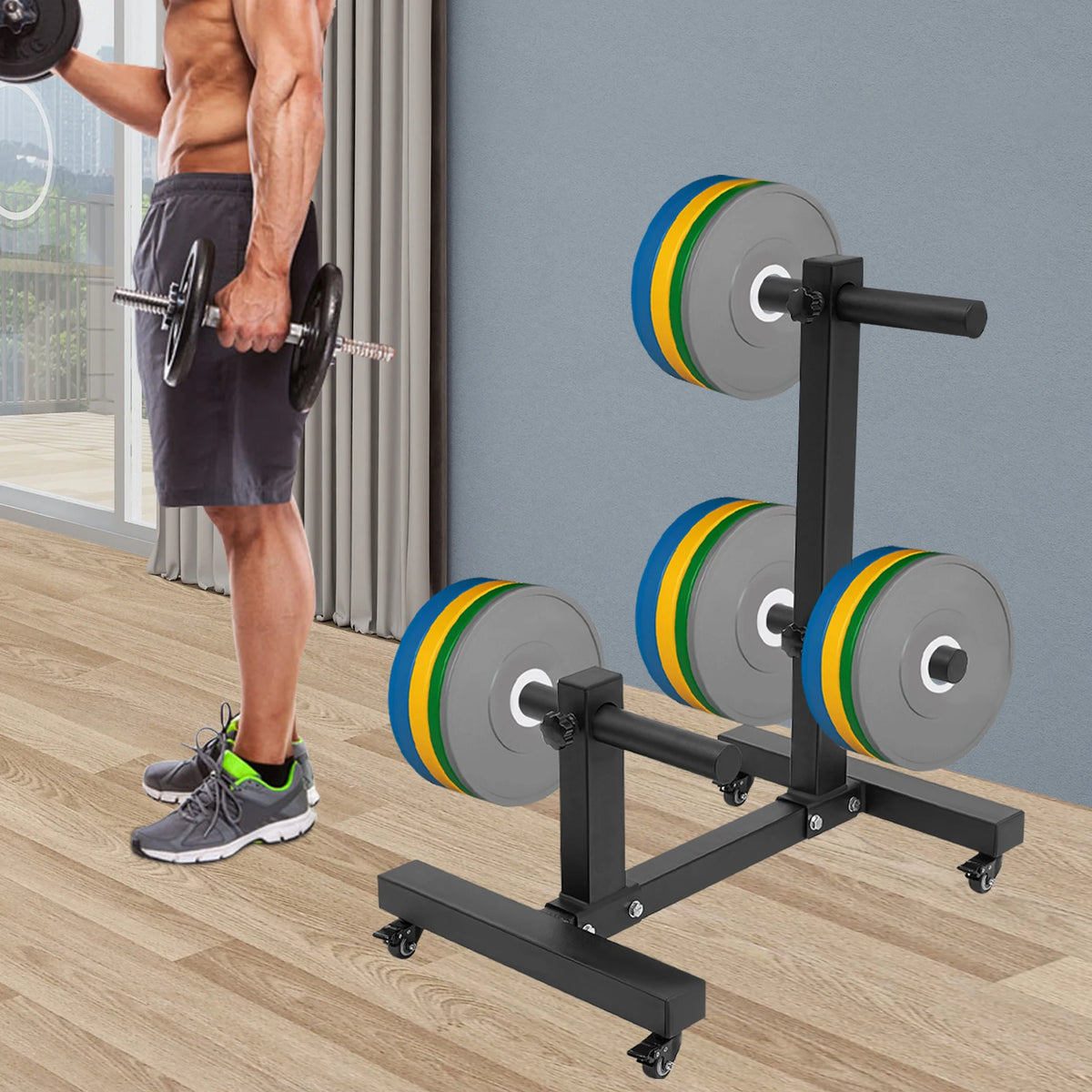 Heavy Duty Steel Weight Plate Storage Rack With Six Pegs
