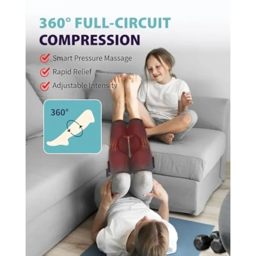 Wireless Leg Massager Air Compression Cordless Calf Massager with Heat for Circulation Pain Relief and Recovery 4 Modes 3 Inten