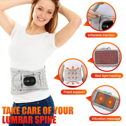 Electric Lumbar Traction Device Heating Airbag Inflatable Decompression Back Belt Hot Compress Massage Waist Support Belt
