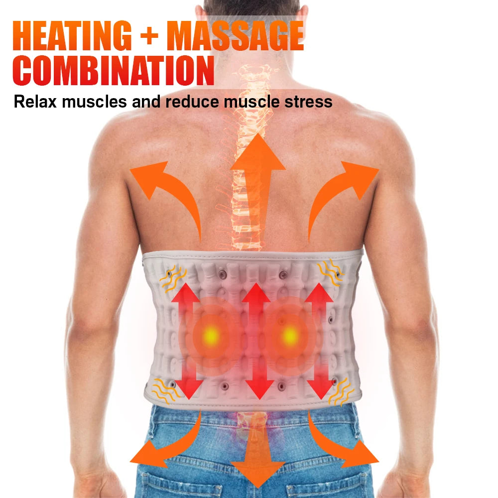 Electric Lumbar Traction Device Heating Airbag Inflatable Decompression Back Belt Hot Compress Massage Waist Support Belt