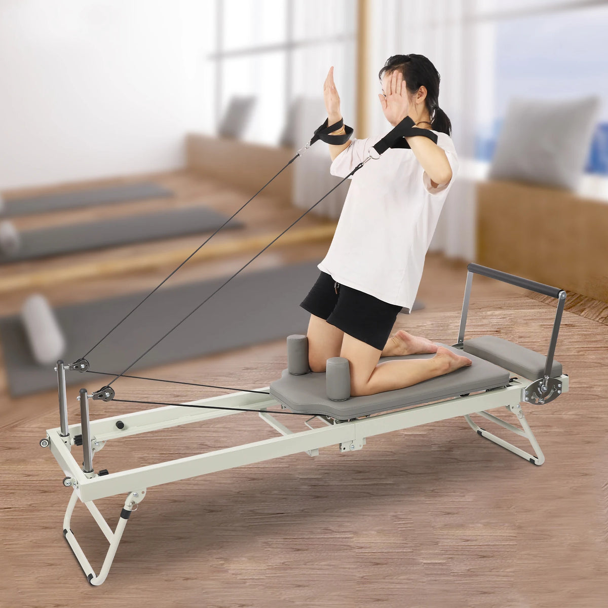 Foldable Pilates Reformer Machine for Portable Full Body Fitness Training