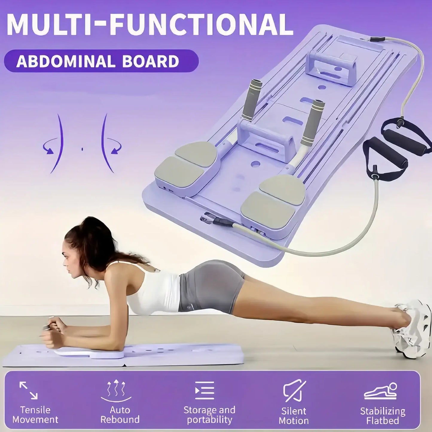 4 In 1 Foldable Ab Workout Board With Resistance Bands For Core