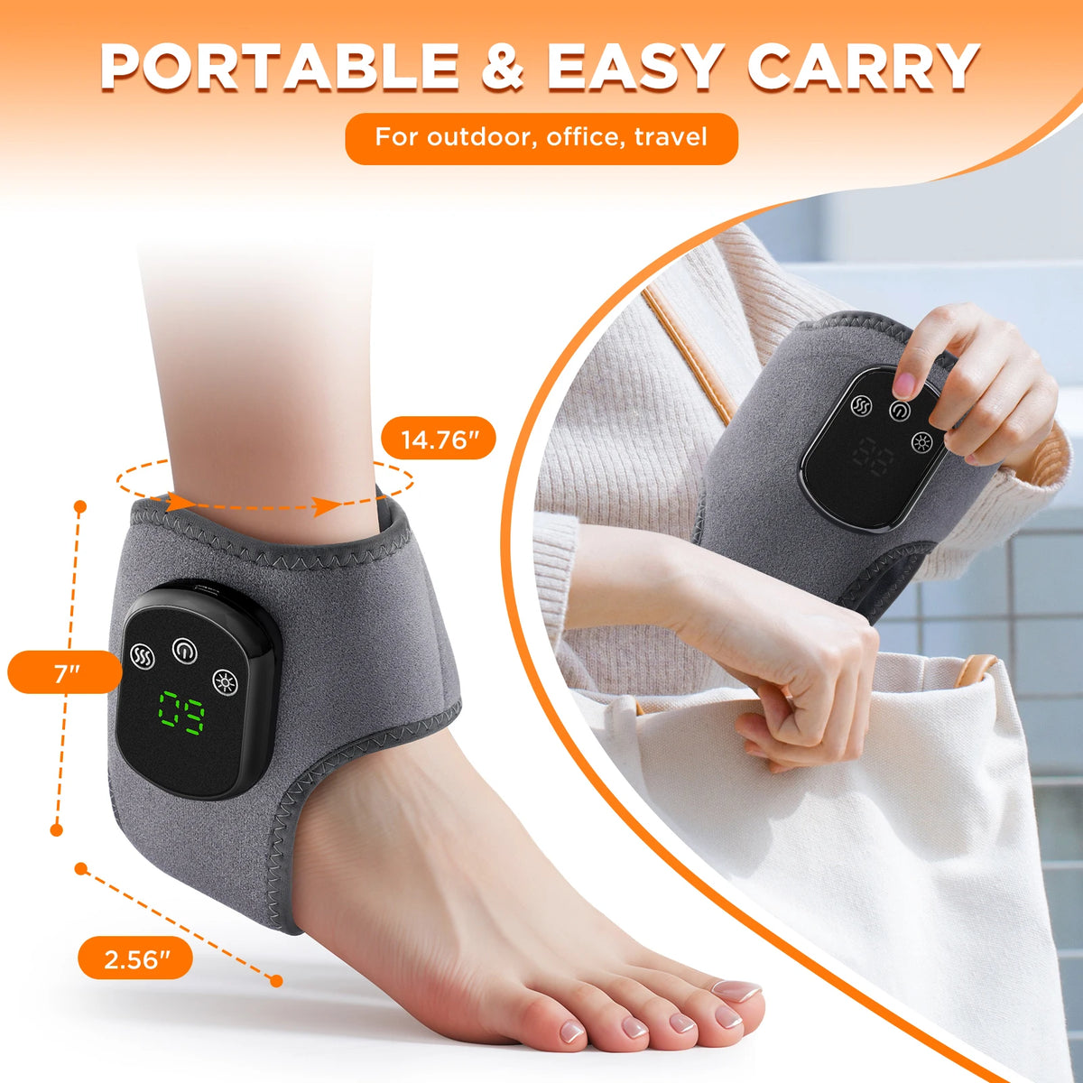 Electric Cordless Heated Ankle Wrist Guard Massager
