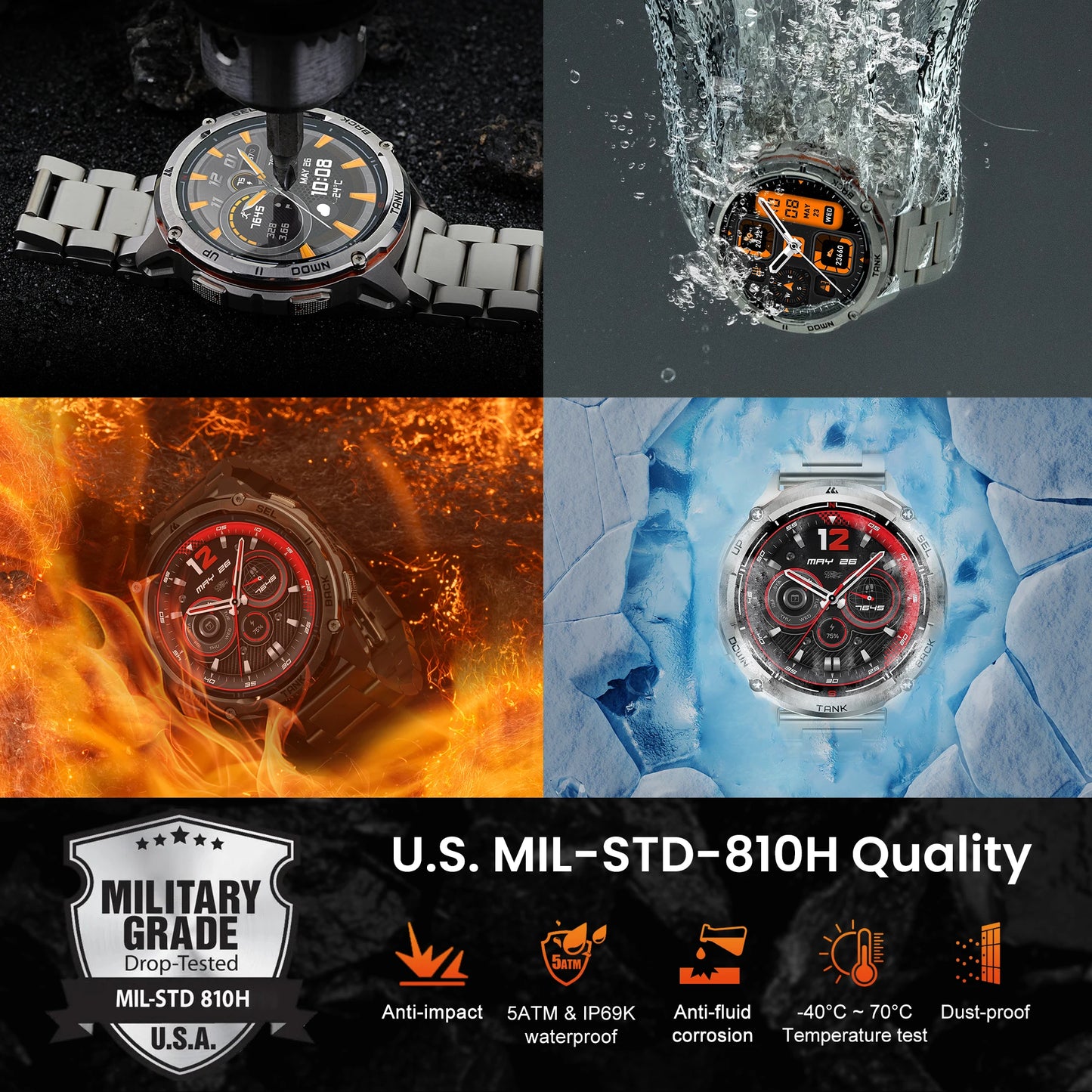 KOSPET Tank T3 Ultra 2 GPS Smartwatch IP69K Waterproof AMOLED