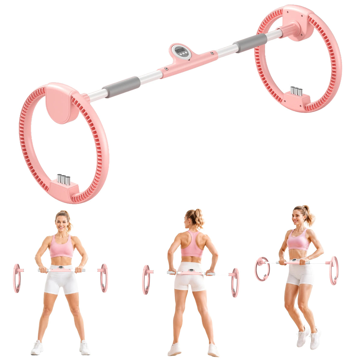 Adjustable Dual Wheel Forearm Wrist Exerciser With Resistance Weights