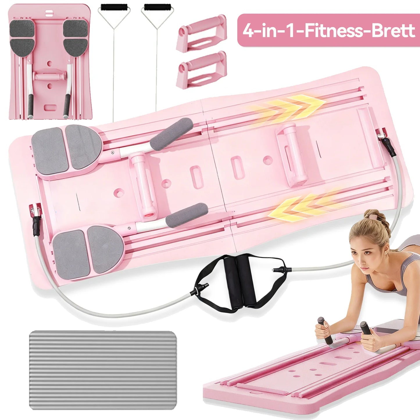 4 In 1 Foldable Ab Workout Board With Resistance Bands For Core