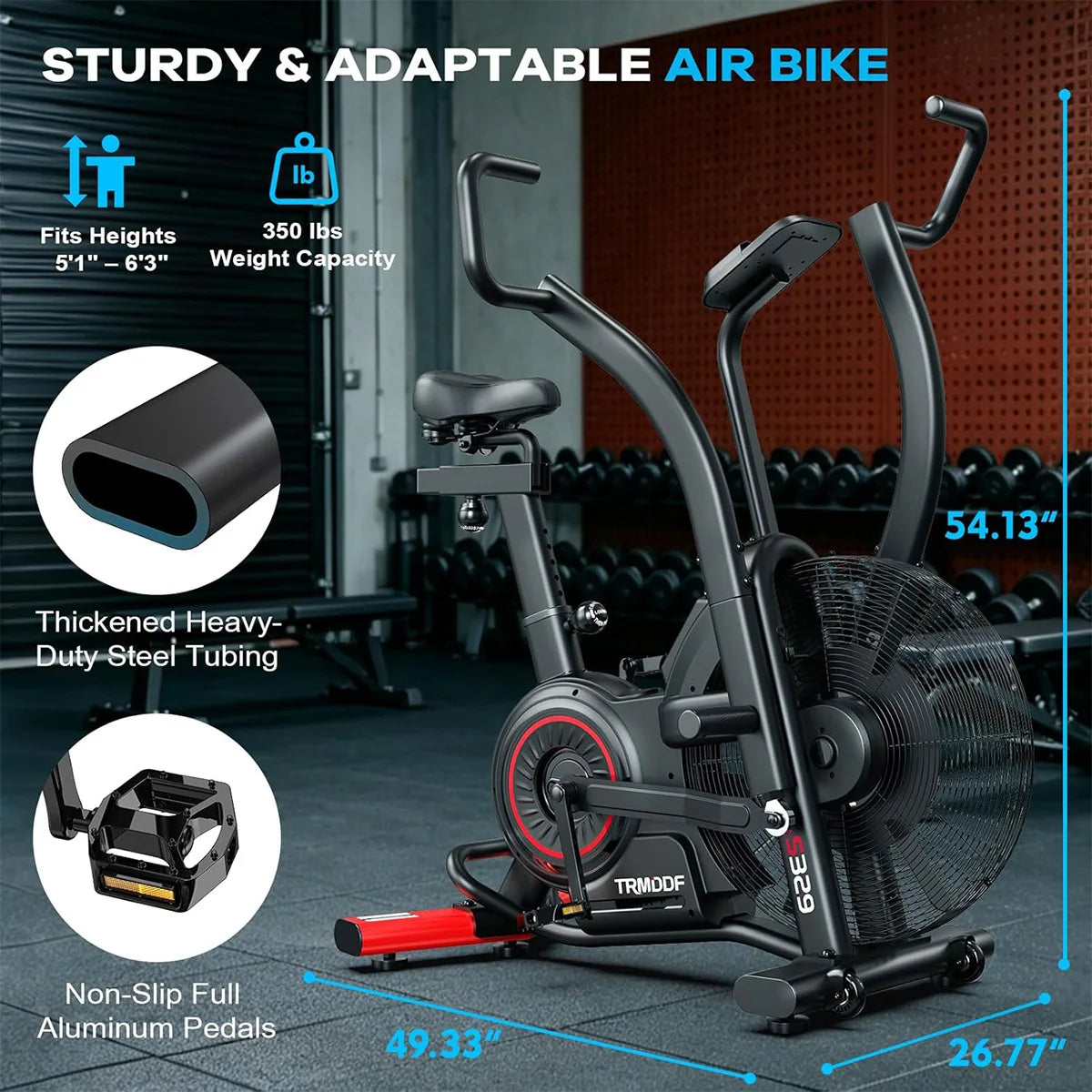 Pooboo Air Resistance Exercise Bike With Dual Action Handlebars