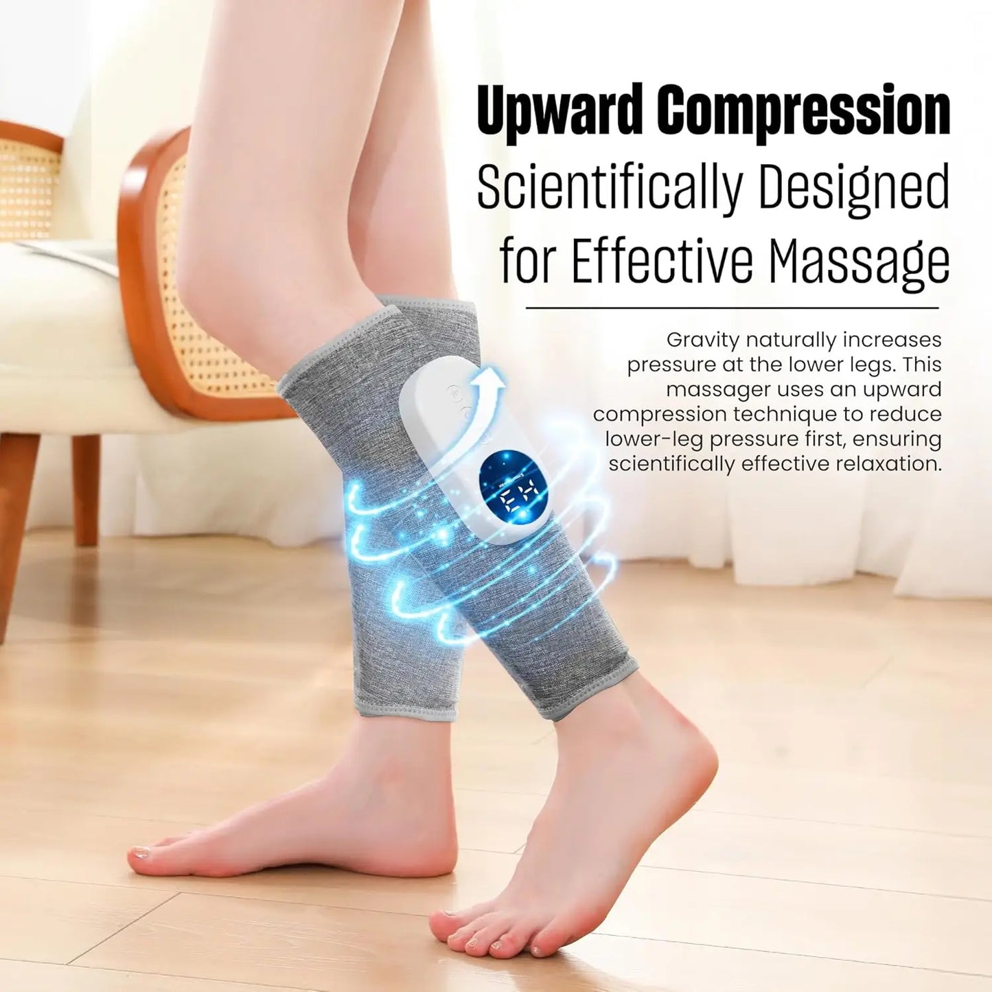 Leg Massager with Heat and Compression, Calf Massager for Circulation and Pain with 3 Intensities, 3 Modes Muscle Recovery