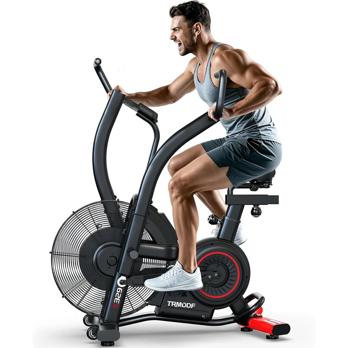 Pooboo Air Resistance Exercise Bike With Dual Action Handlebars