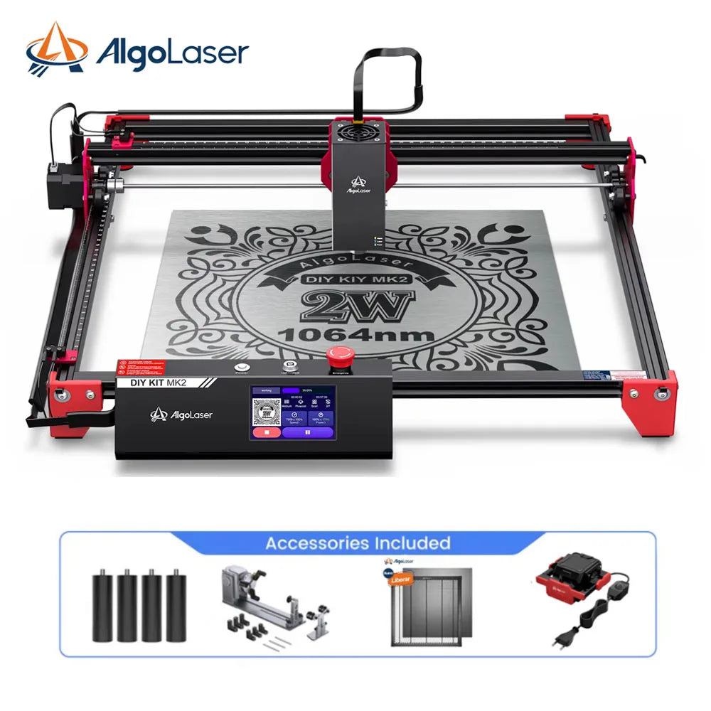 AlgoLaser DIY KIT MK2 10W Diode & 2W IR Dual Laser Engraver, Built-in 3.5" Touch Screen, 12000mm/m,  Metal Engraver On-Site & Small-Batch Ready Metal Laser Engraver