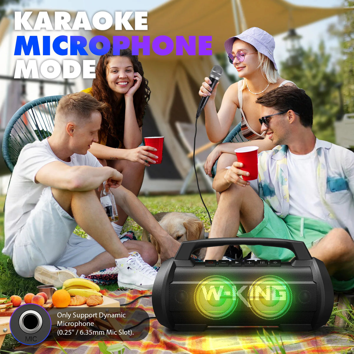 W-KING D10MIC 70W RMS Bluetooth Portable Speaker, Wireless, IPX6 Waterproof, Bluetooth Music Box with Subwoofer/Bass Boost