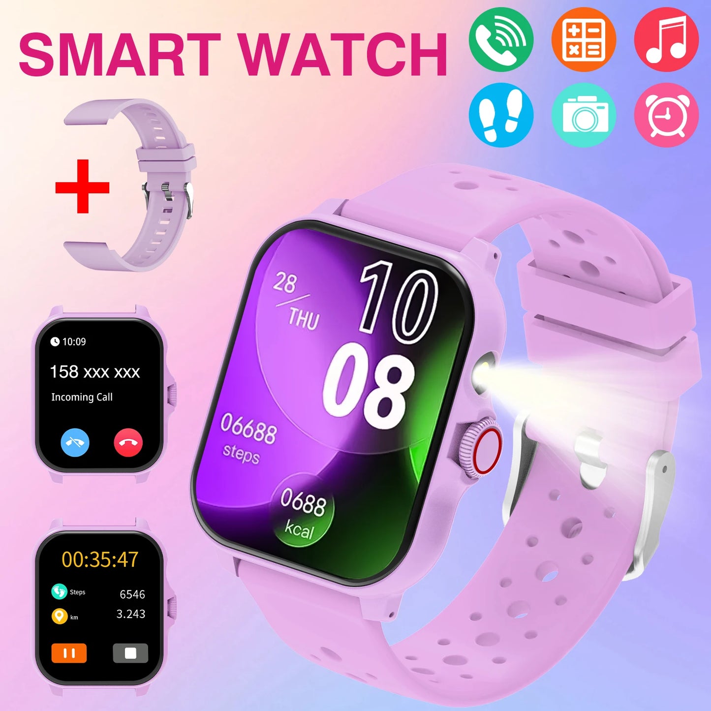 New Smart Watch for Men and Women,Wireless Calling,Multiple Sports Modes,LED Lighting,Weather Forecast,Music,For IPhone & Android, Modern Style,HD Screen Display, Ideal Gift
