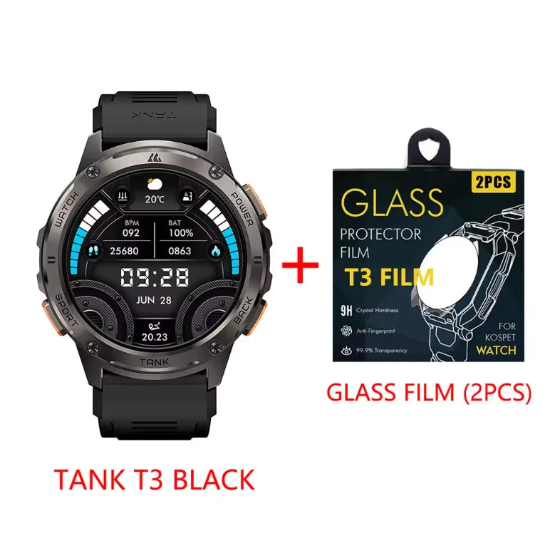 KOSPET TANK T3 Smart Watch For Men With Bluetooth Connectivity