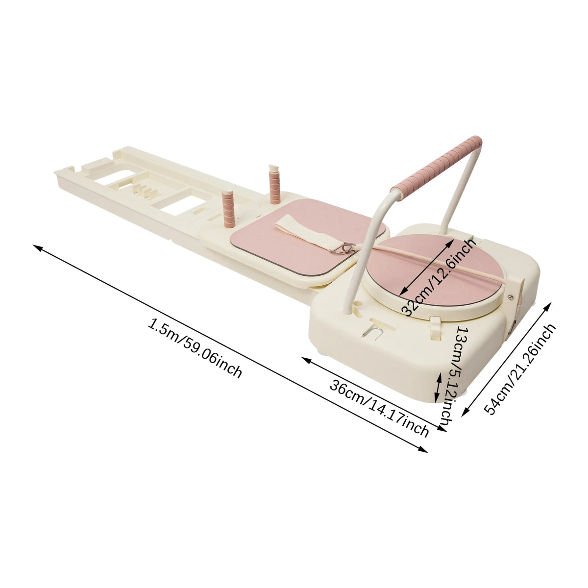Foldable Pilates Fitness Board With Resistance Bands And Ab Wheel