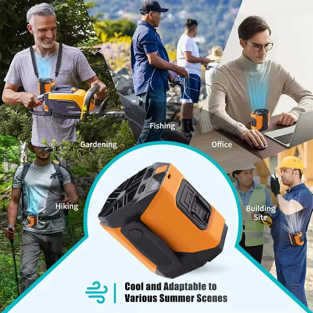 Portable Waist Fan With Strong Airflow For Travel And Camping