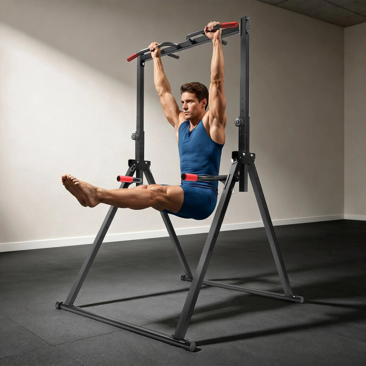 Adjustable Freestanding Triangular Pull Up Station for Home Strength Training