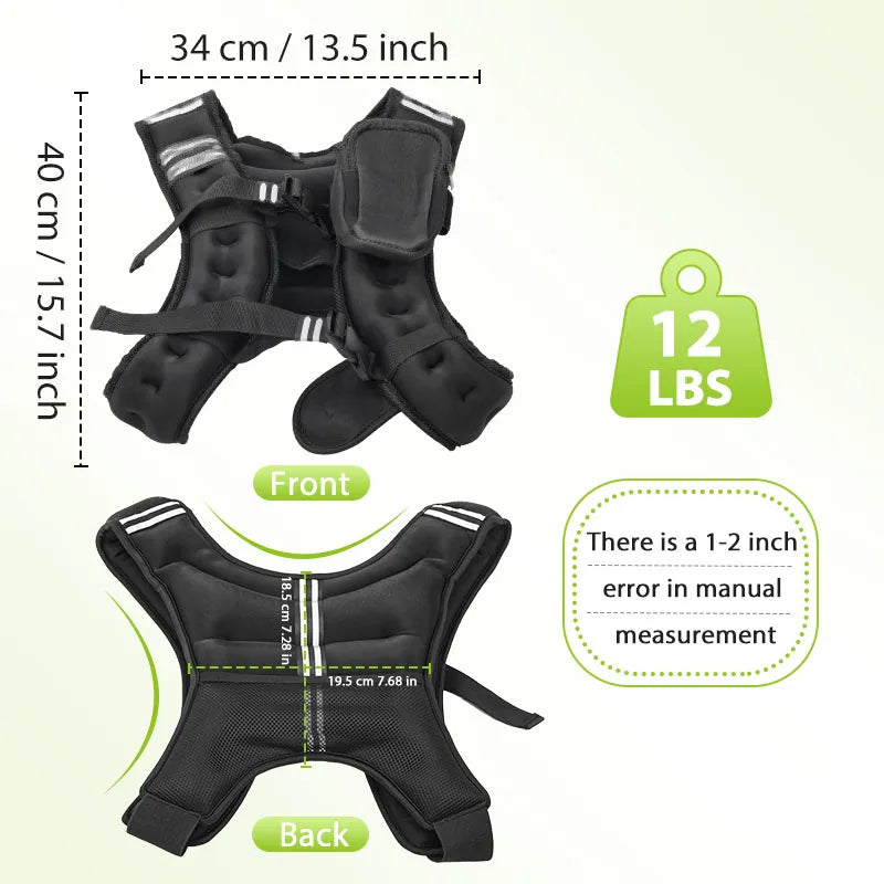 Weighted Vest With Reflective Stripe And Pocket For Fitness Training