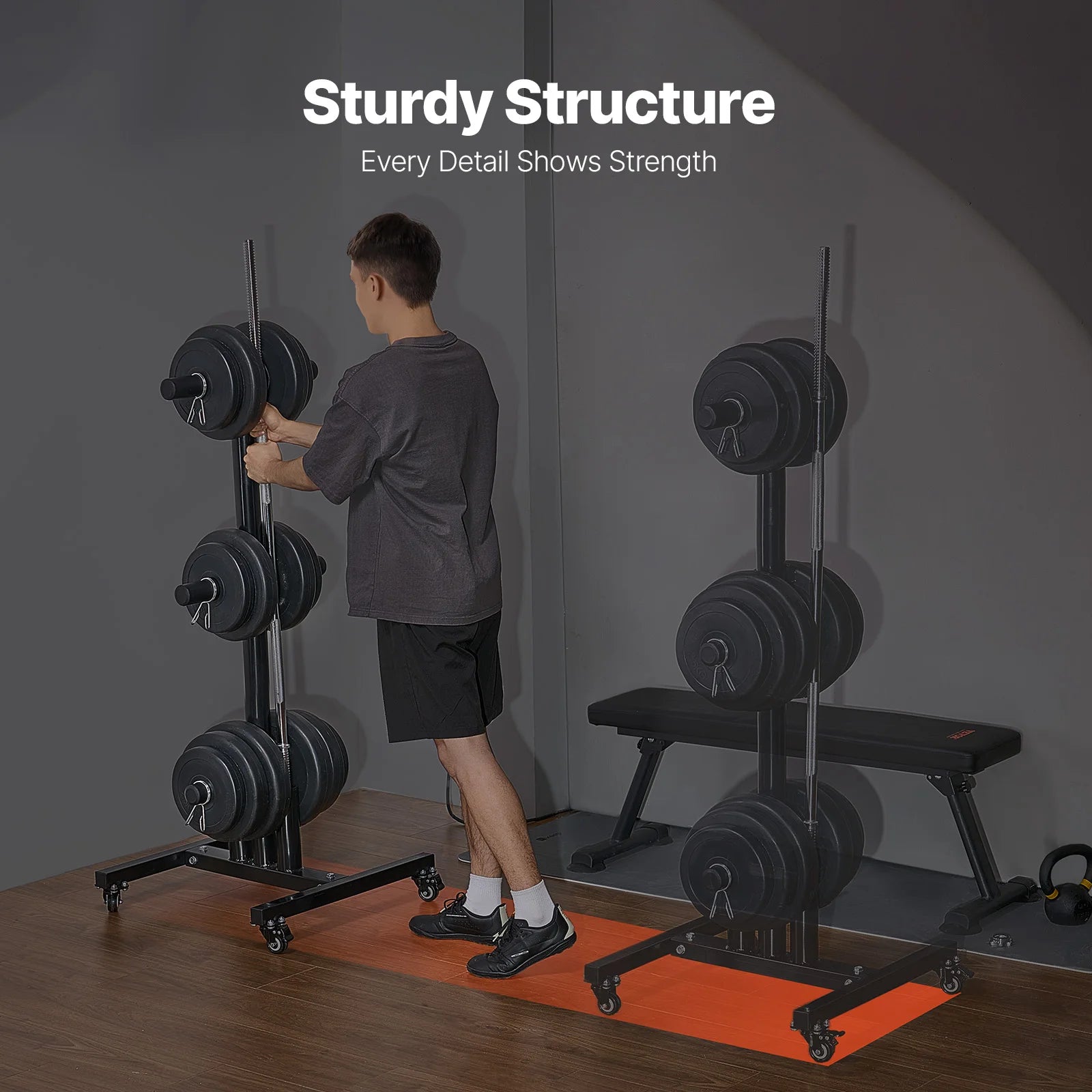 VEVOR Weight Plate Rack with Wheels 1000 lbs