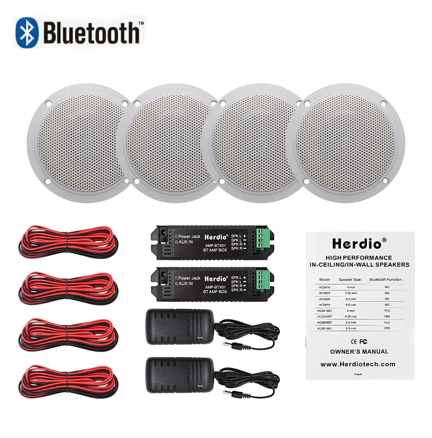 Herdio Marine Bluetooth Speaker Set 160W Waterproof Outdoor Audio