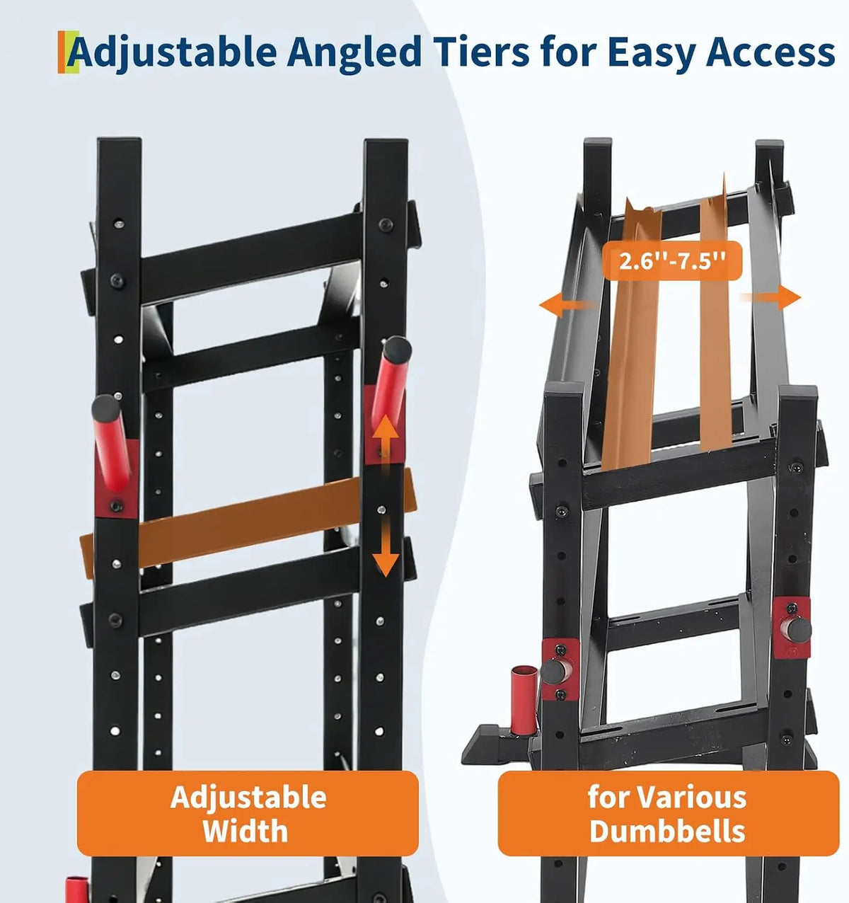 Adjustable Three Tier Heavy Duty Dumbbell Rack for Home Fitness