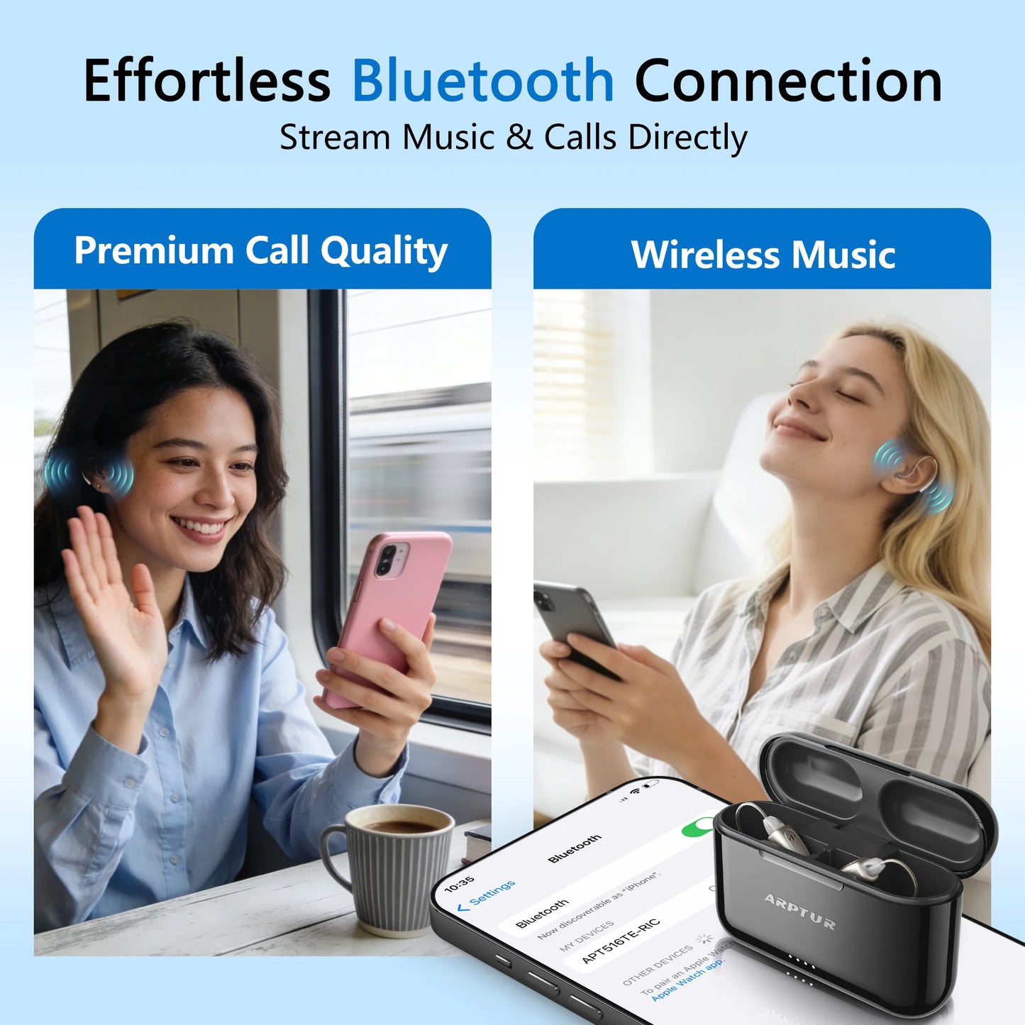 Hearing Aids for Seniors for Rechargeable Noise Cancelling APP Control Self-Fitting Wireless Music Stream Hand-free 1 Year