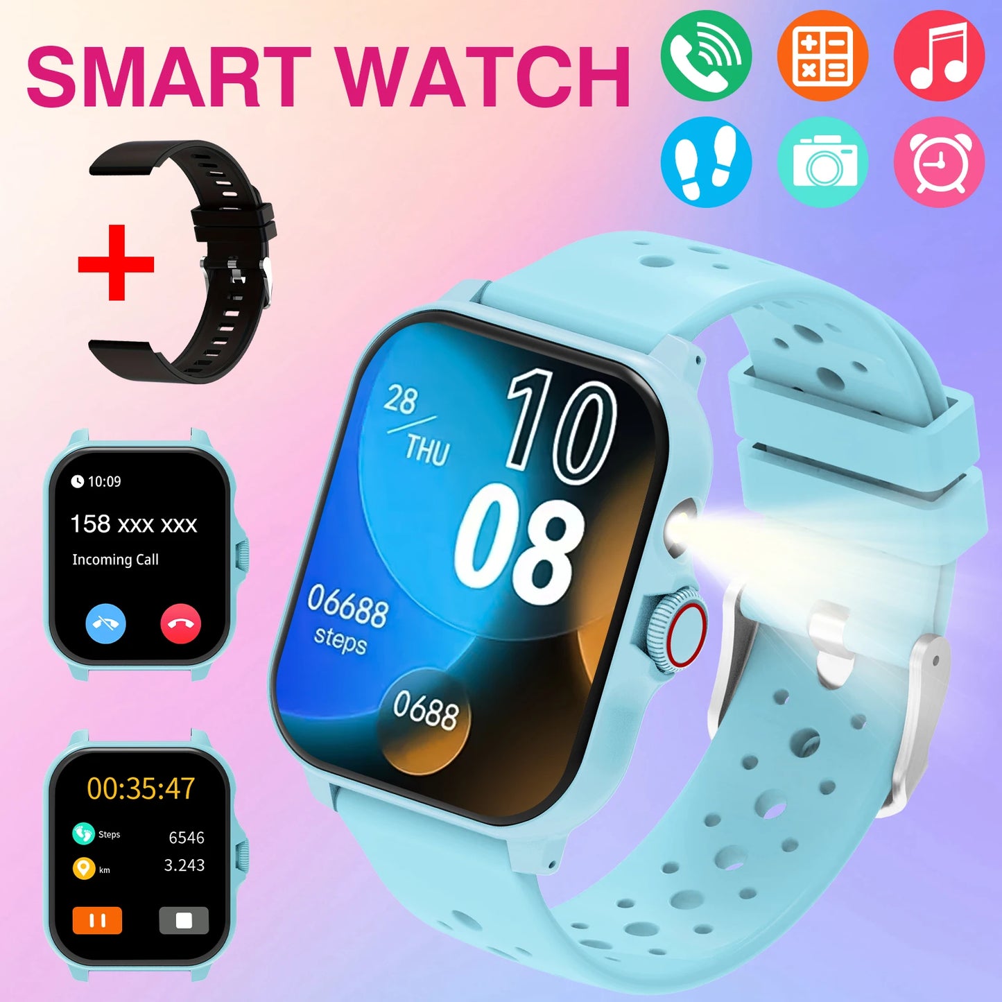 New Smart Watch for Men and Women,Wireless Calling,Multiple Sports Modes,LED Lighting,Weather Forecast,Music,For IPhone & Android, Modern Style,HD Screen Display, Ideal Gift