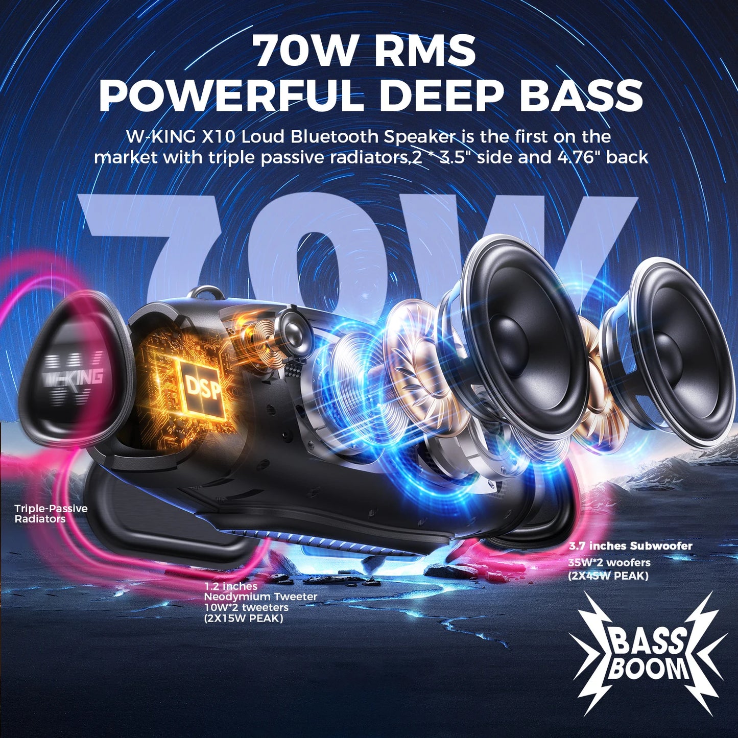 W-KING X10 Wireless Bluetooth Boombox