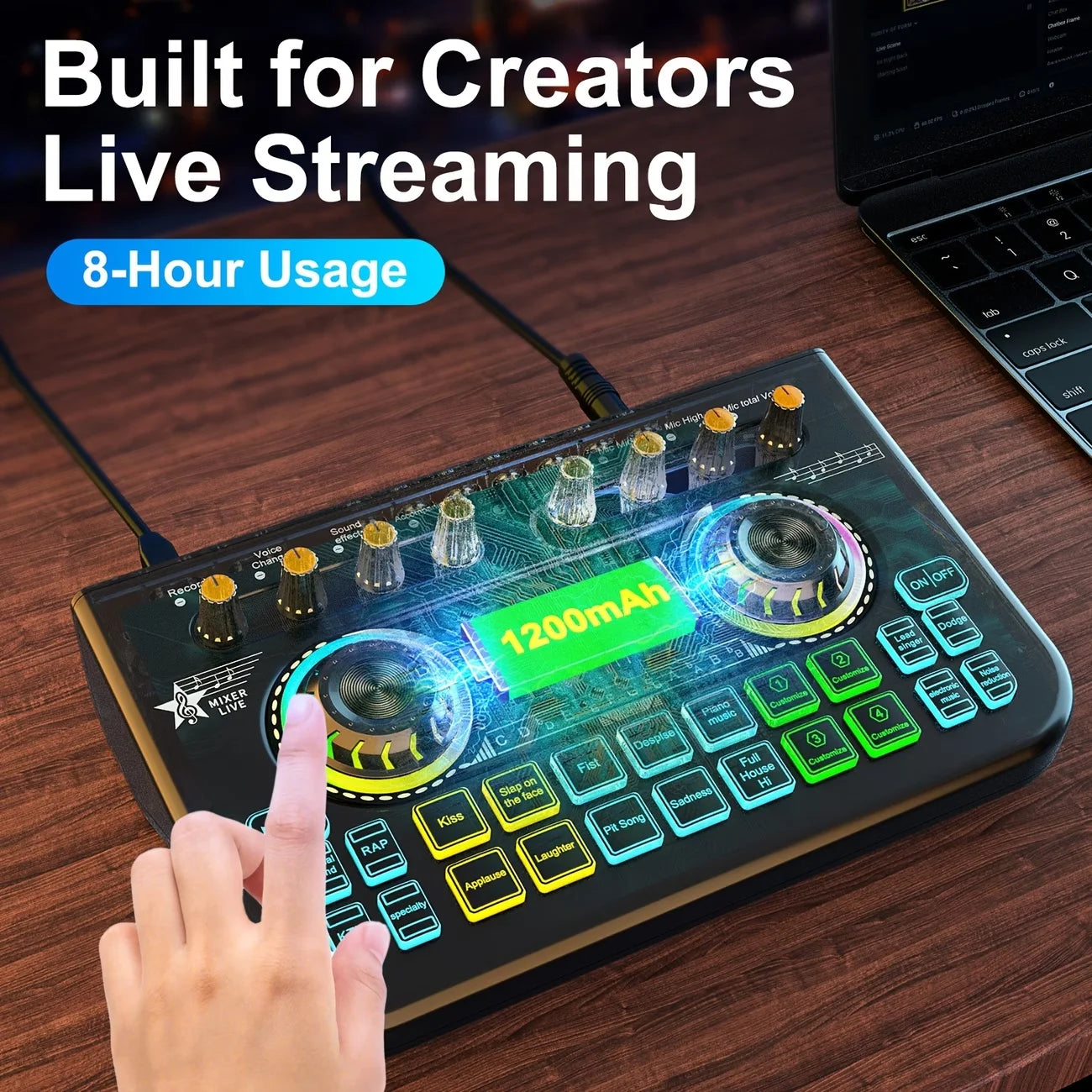 Tenlamp Mic Mixer Set Podcast Influencer KOL Singing Gaming DJ Mixing Station Controller Equipment Studio Recording Electronic Music Mixer Power Karaoke Machine Available Dynamic Condenser Wireless Microphone Portable Microfo