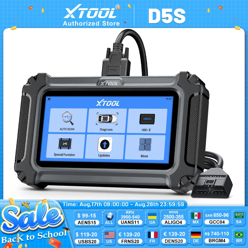 XTOOL D5S Auto Scanner 5 System Gearbox ABS Airbag Engine EPB Car Diagnostic Tools