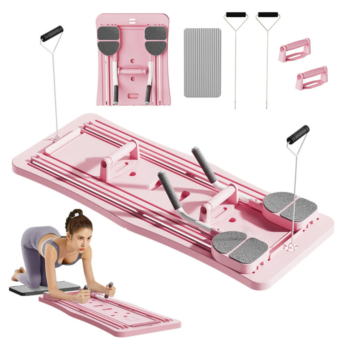 Foldable Multifunctional Workout Board with Resistance Bands and Core Trainer