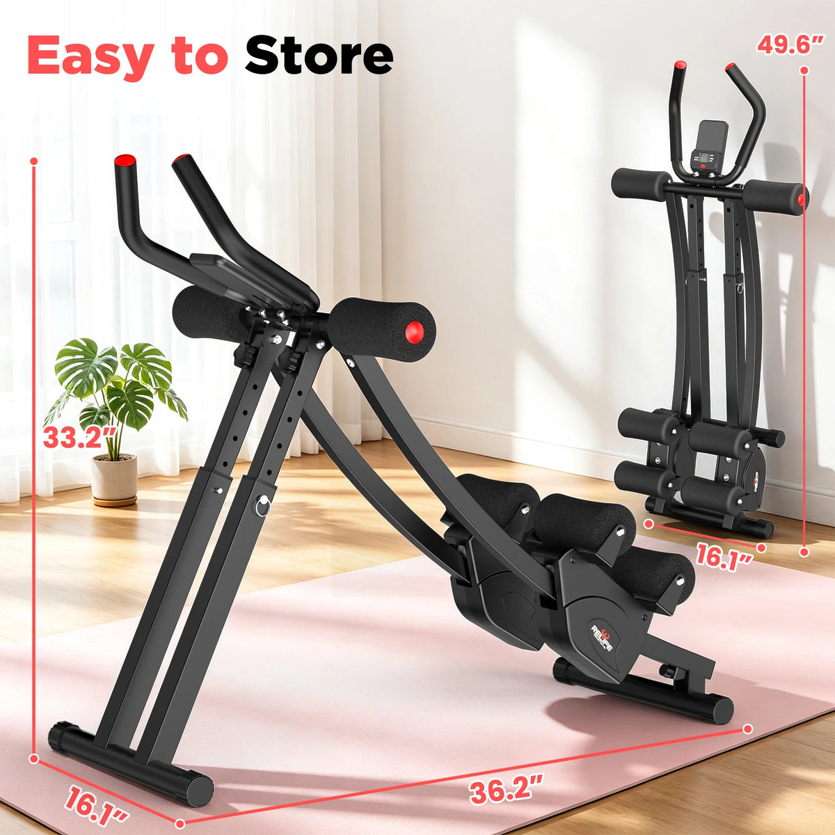 Foldable Dual Track Ab Machine With Adjustable Resistance LCD Display