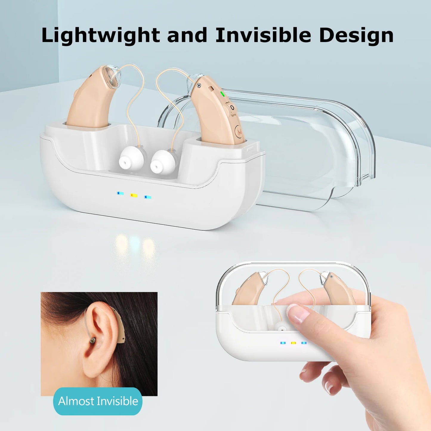 Rechargeable Hearing Aids For The Elderly Behind-The-Ear Invisible Hearing Amplifiers Volume-Adjustable Hearing Aids