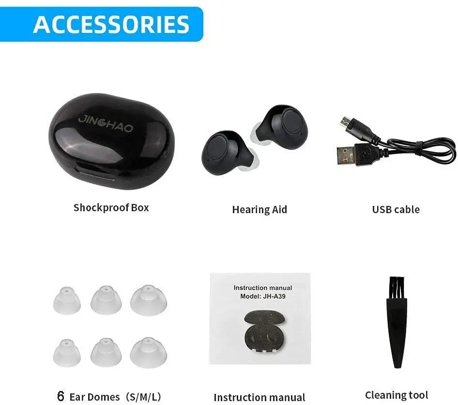 JINGHAO Hearing Aid Invisible Digital In-Ear Enhancer Sound Voice Amplifier Rechargeable