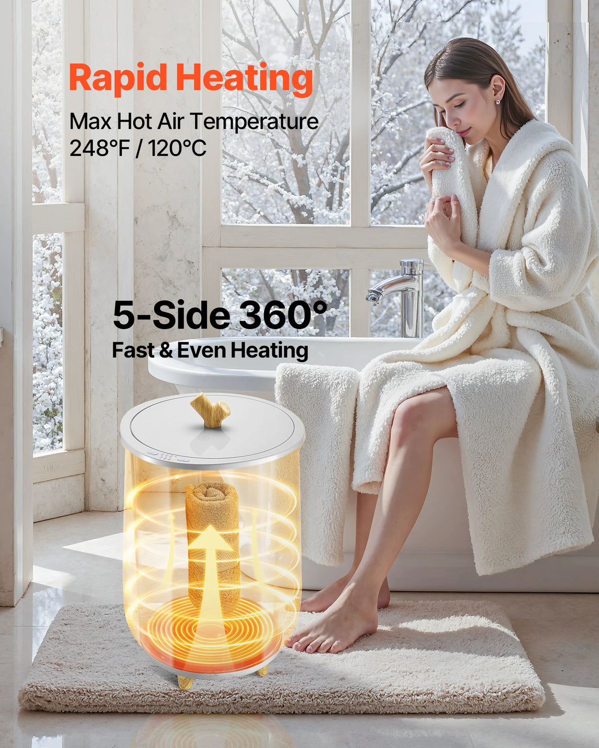 SucceBuy Towel Warmer - Bucket 20L Heated Towel Warmer w/ LED Light ,Auto Shut off & Temperature Setting