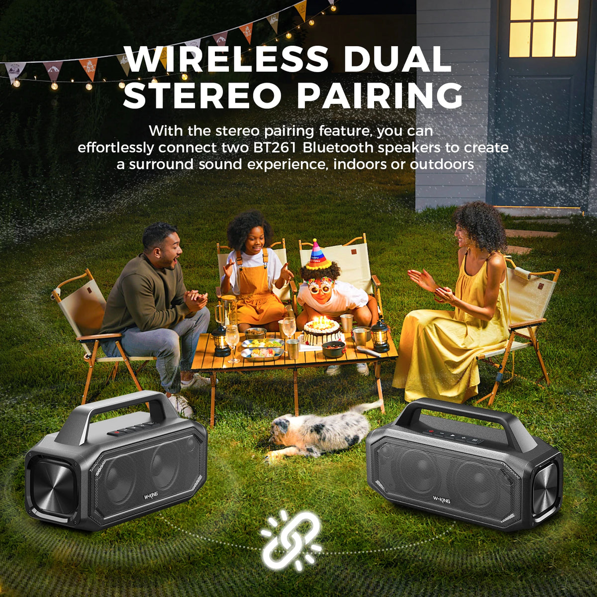 W-KING BT261-2 80W Speakers Bluetooth Wireless, Portable Outdoor Speakers Loud with Bass Boost, IPX6 Waterproof