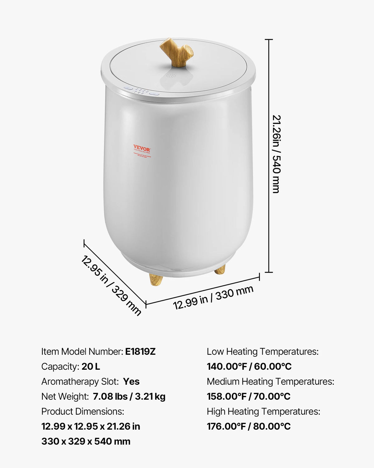 SucceBuy Towel Warmer - Bucket 20L Heated Towel Warmer w/ LED Light ,Auto Shut off & Temperature Setting