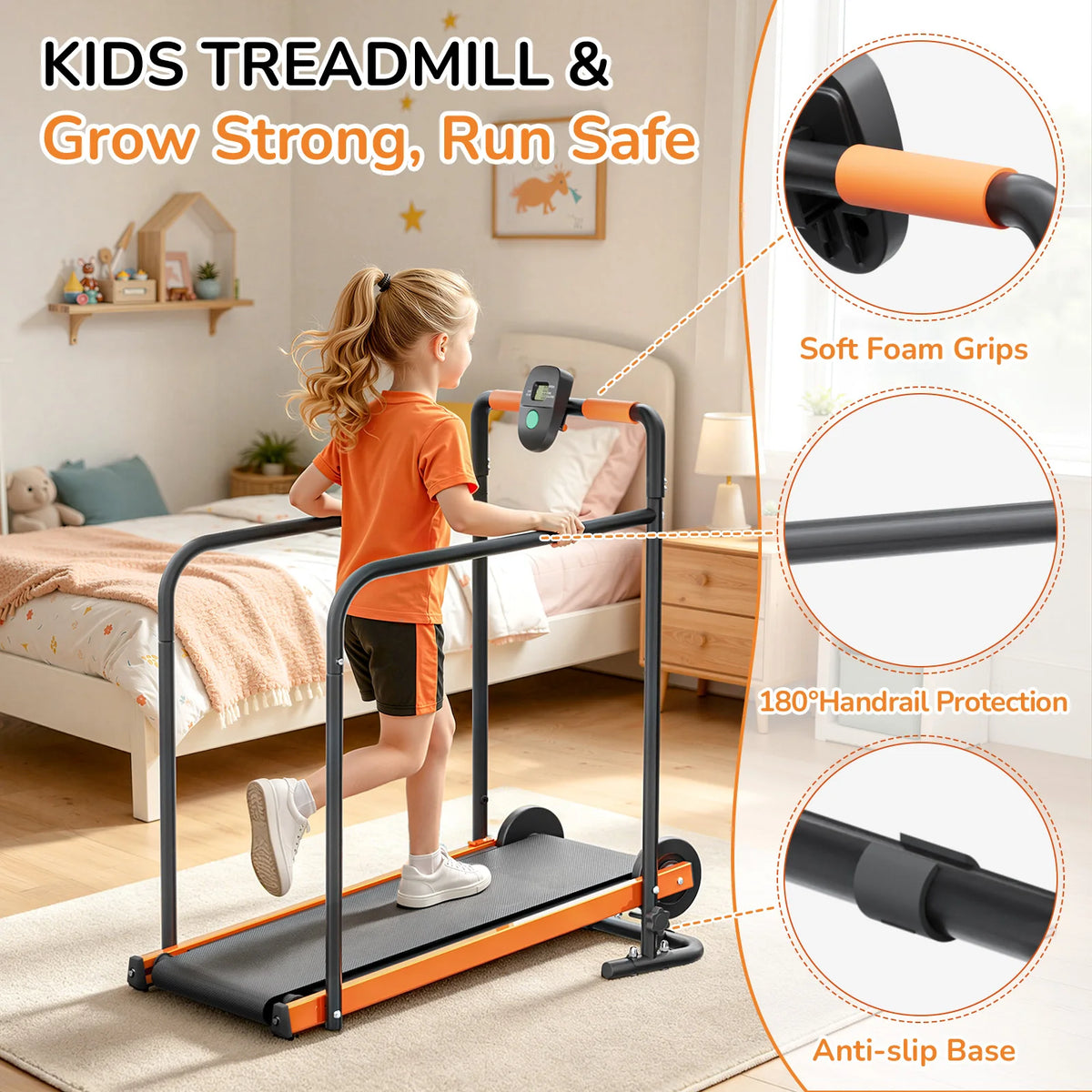 AKLUER Kids Self Propelled Walking Pad Treadmill for Indoor Exercise