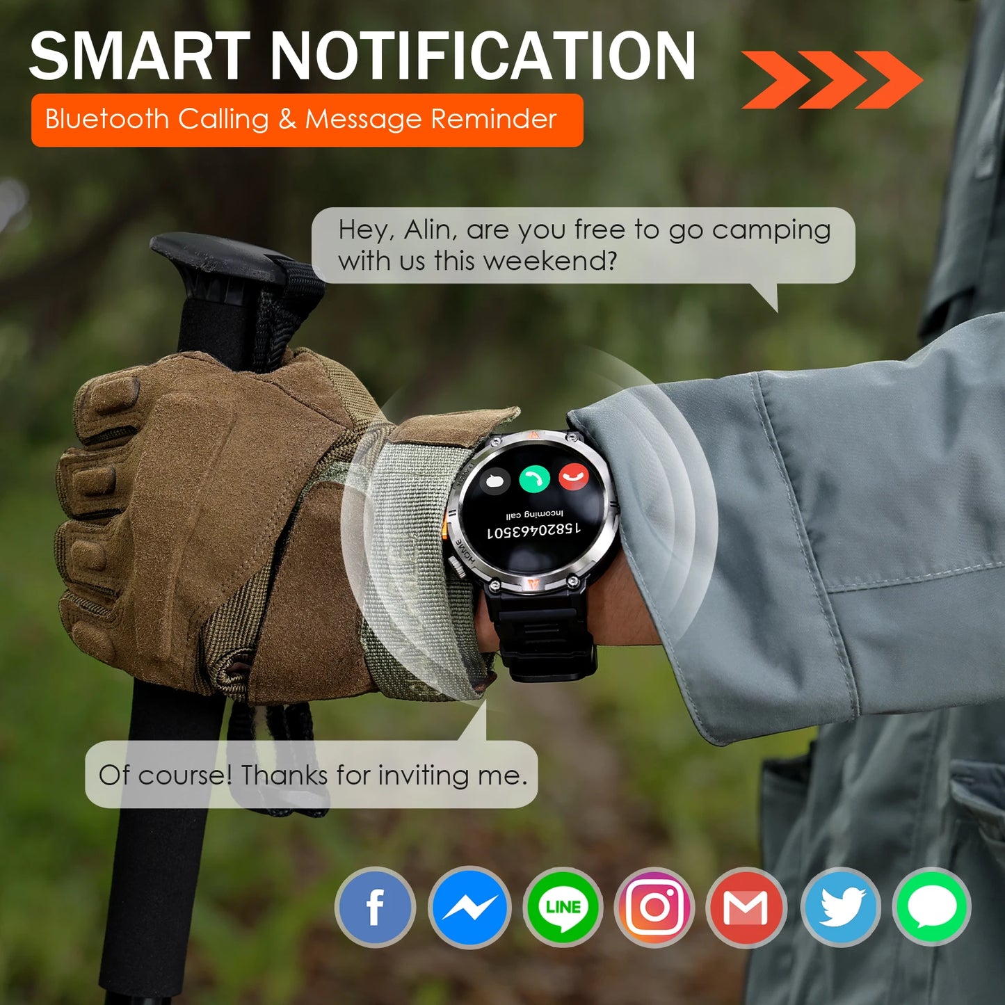 EIGIIS KE3 Bluetooth Call Smartwatch For Men With Heart Rate Monitor