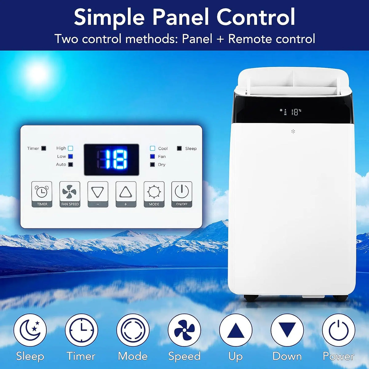 Garvee Portable Air Conditioner 14,000 BTU, Powerful Cooling up to 750 Sq.Ft, 3-in-1 AC Unit Electric Fan with Dehumidifier & Fan Mode