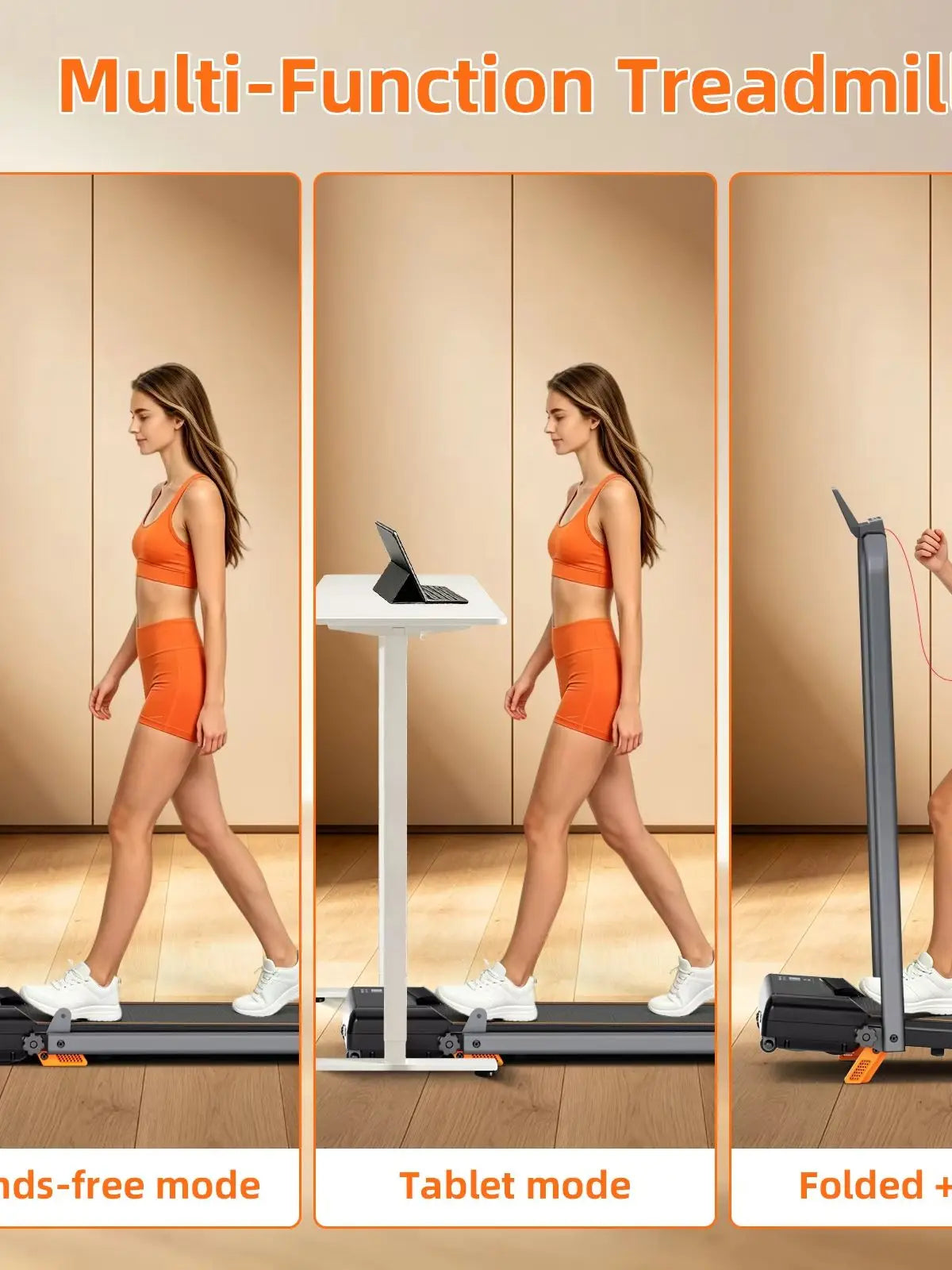 Foldable Electric Home Treadmill With Adjustable Incline For Walking Running