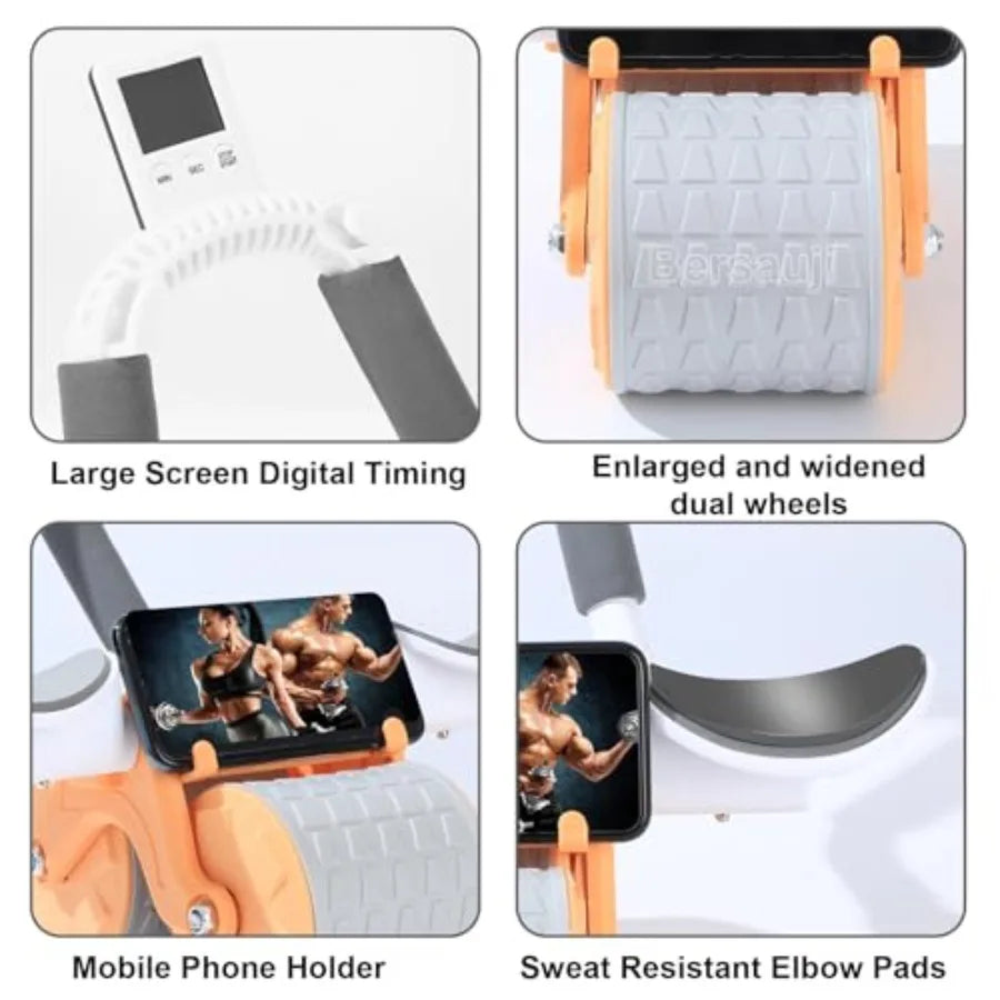 Ab Roller Wheel Exercise Set With Knee Mat And Timer