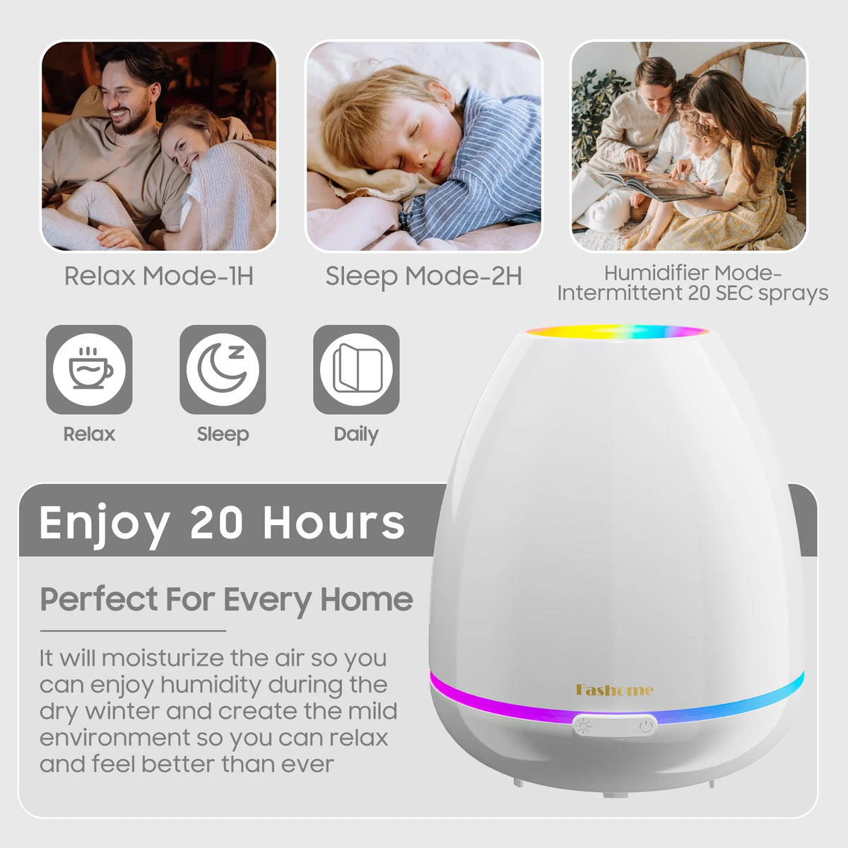 Essential Oil Diffuser, 300ML Small Humidifier And Aromatherapy Diffuser With 7 Color LED Lights