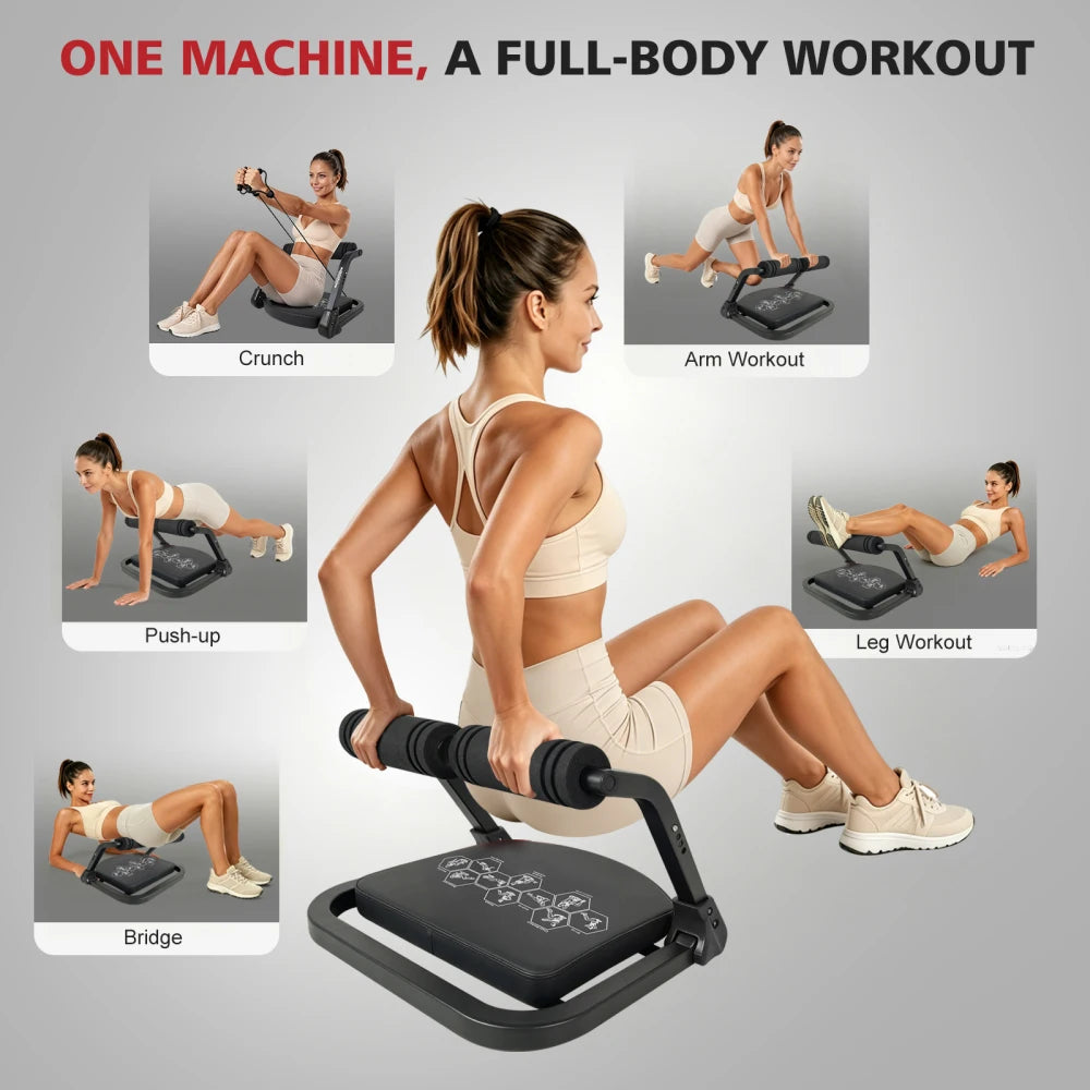 Core Trainer Abdominal Machine With Resistance Bands for Home Gym