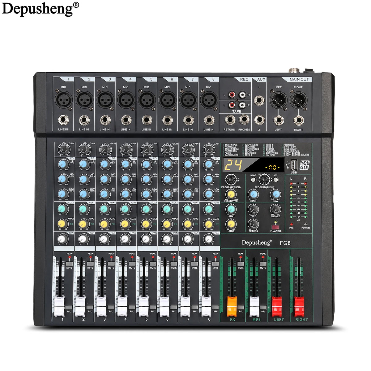Audio Mixer Console 8/12 Channel DJ, Music Karaoke Professional Audio Mixer Stereo