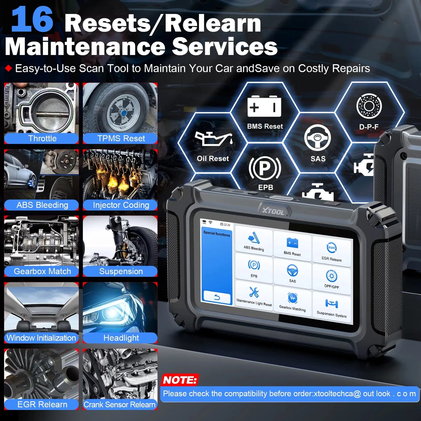 XTOOL D5S Auto Scanner 5 System Gearbox ABS Airbag Engine EPB Car Diagnostic Tools