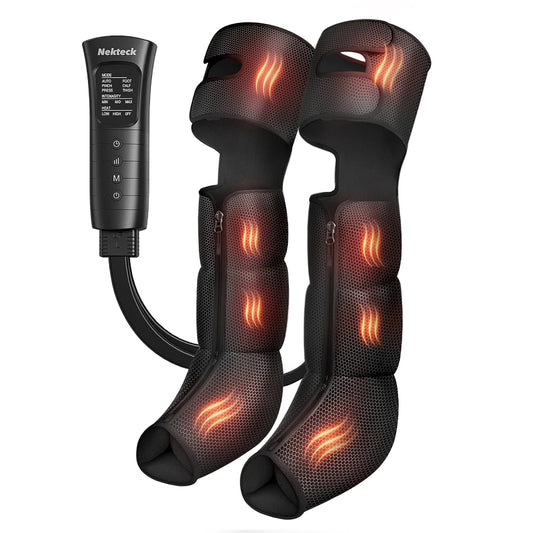 Nekteck Leg Compression Massager with Heat 2 Heats 6 Modes Air Compression Boots for Circulation Pain Relief Christmas Gifts