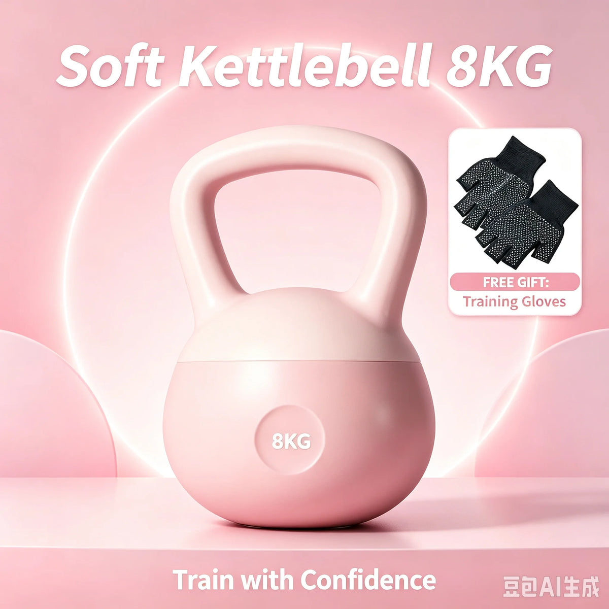 Soft Bottom Kettlebell With Fitness Gloves For Strength Training