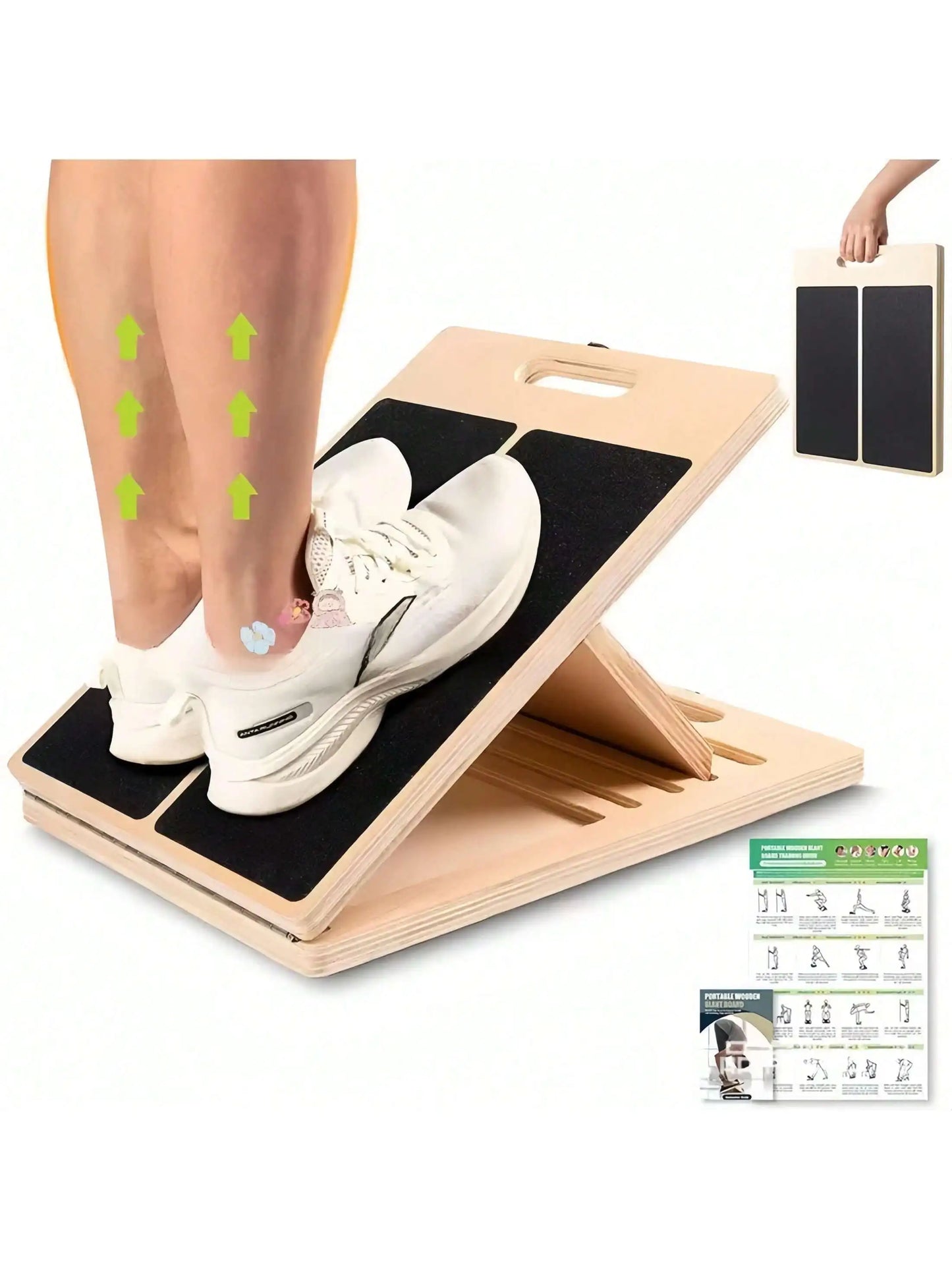 Adjustable Wooden Slant Board For Foldable Calf Stretching 300 Lbs