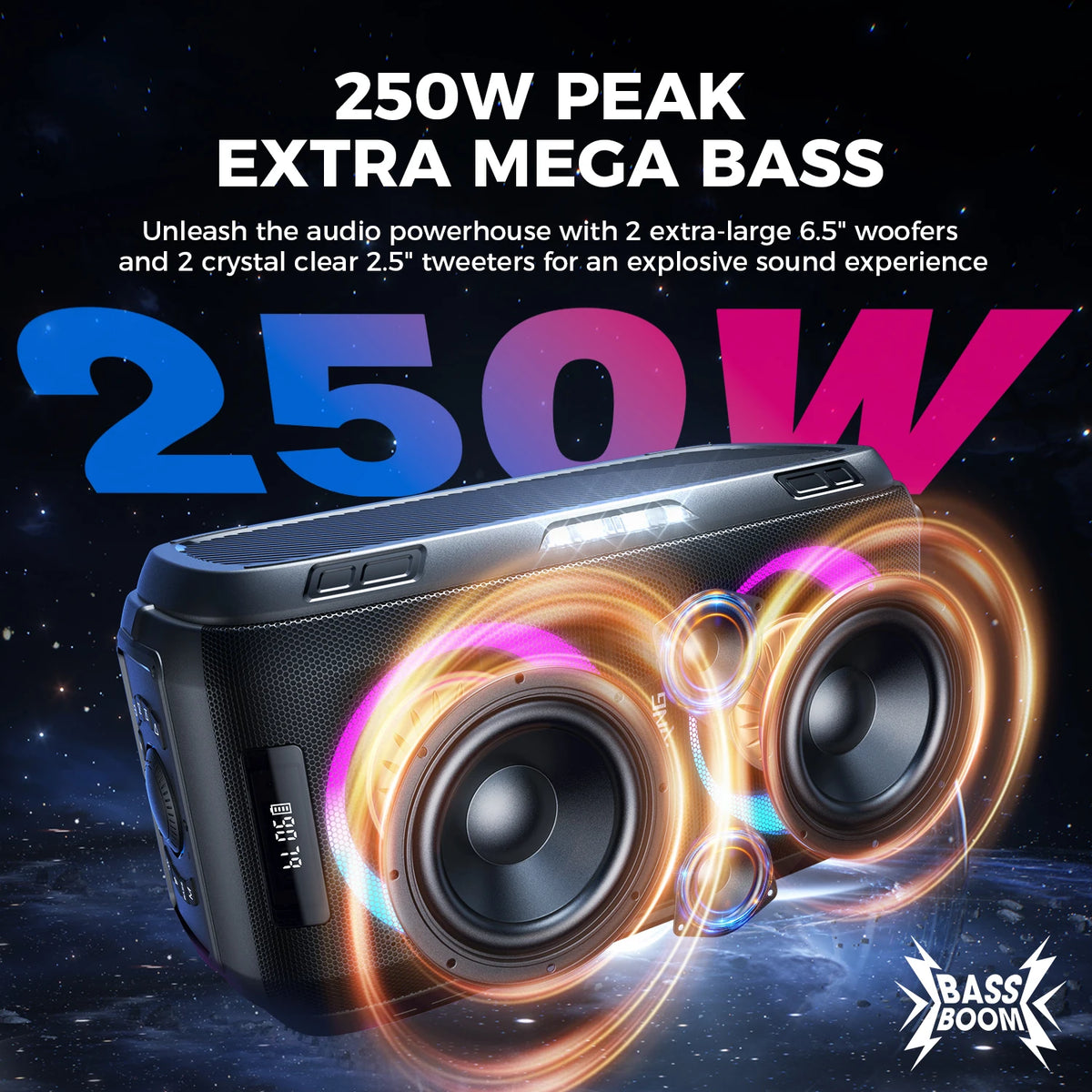 W-KING PEAK Large Bluetooth Speaker Big Party Boombox Portable Speaker Wireless