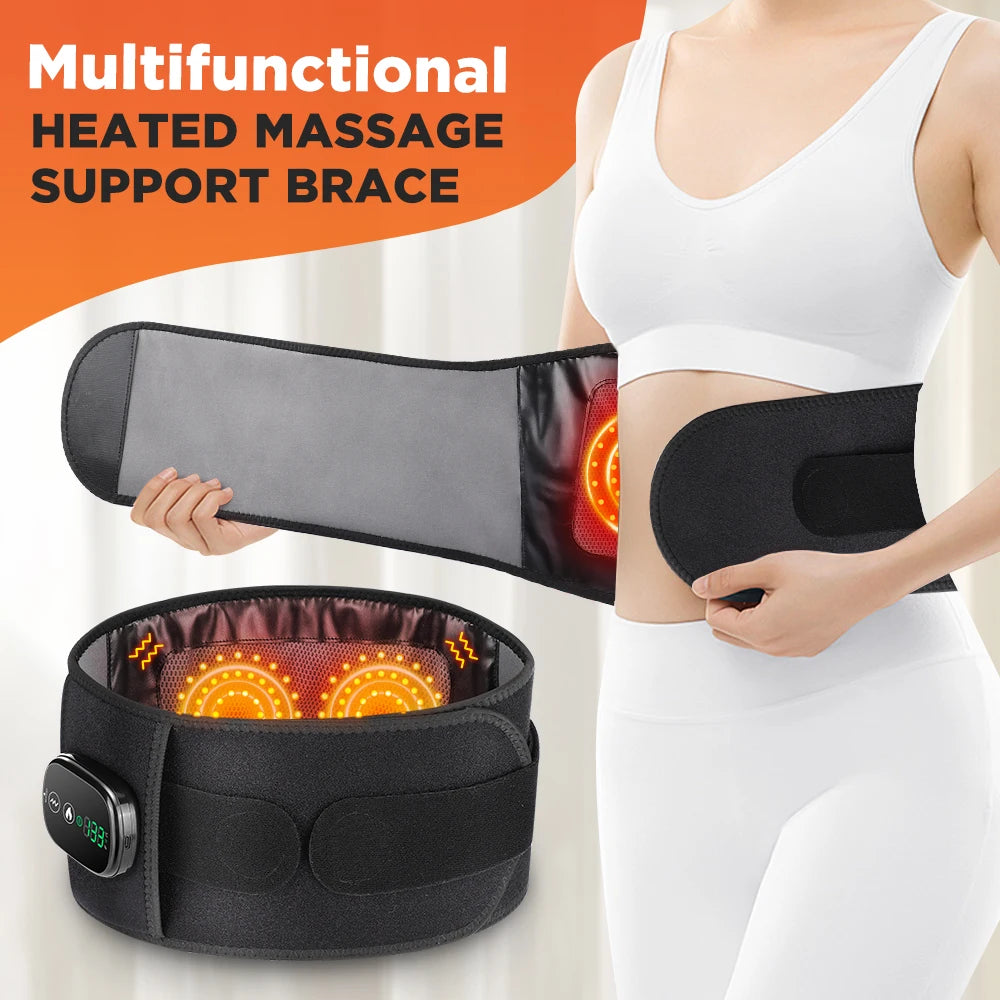 Heating Vibration Massager Belt Red Light Hot Compress Waist Support Brace Waist Back Massage Lumbar Support Belt